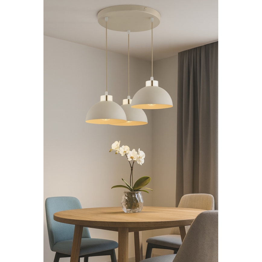 Brilagi - Hänglampa på kabel MOON 3xE27/60W/230V beige/guld