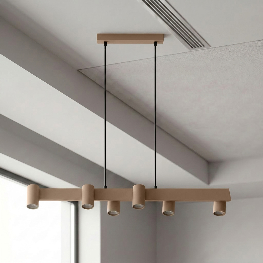 Brilagi - Hänglampa på vajer SELE 6xGU10/30W/230V beige