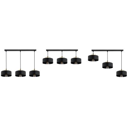 Brilagi - Hänglampa på vajer SPRING 3xE27/60W/230V svart/guld