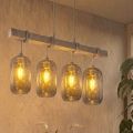BRILAGI - Hänglampa på vajer WOOD GLASS 4xE27/60W/230V tall/grå/rökgrå