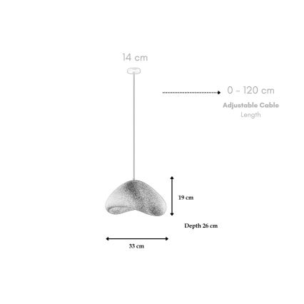 Brilagi - Hänglampa WABI SABI på sladd 1xE27/40W/230V Ø 33 cm grå