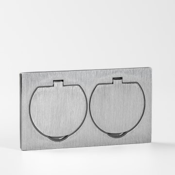 BRILAGI - Inbyggt dubbeluttag för kök INBOX IP55, silver, rektangulärt