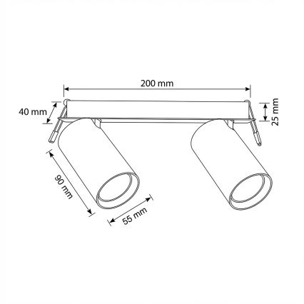 Brilagi - Infälld takarmatur SELE 2xGU10/30W/230V svart