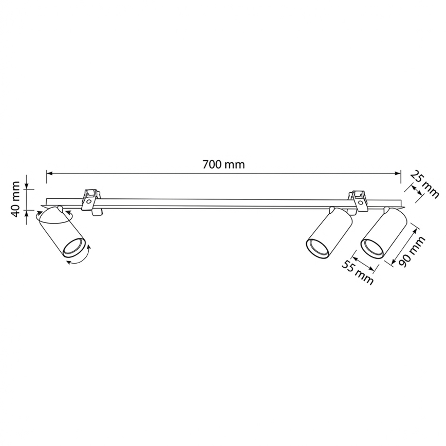 Brilagi - Infälld takarmatur SELE 3xGU10/30W/230V vit