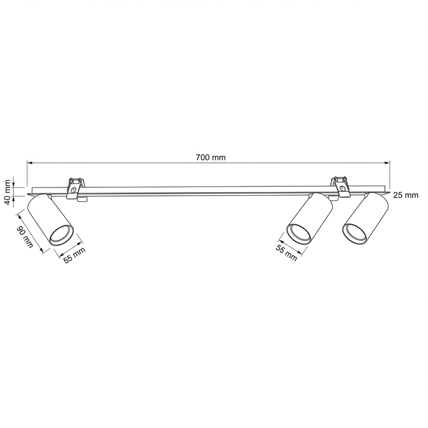 Brilagi - Infälld taklampa SELE 3xGU10/30W/230V svart