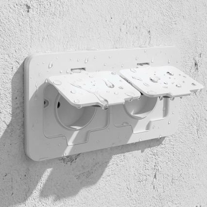 BRILAGI - Infällt dubbeluttag för kök INBOX IP55, vitt, rektangulärt