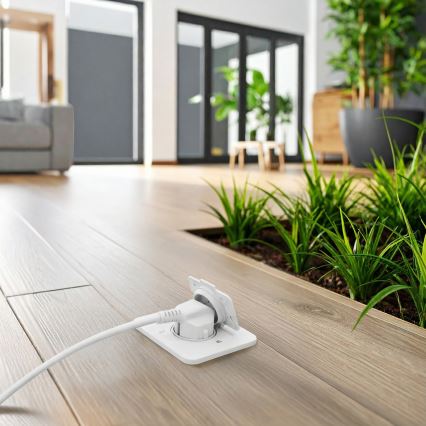 Brilagi - Infällt golvuttag för utomhusbruk IP55, vitt, rektangulärt