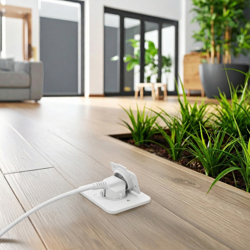 Brilagi - Infällt golvuttag för utomhusbruk IP55, vitt, rektangulärt