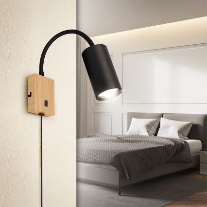 Brilagi - Justerbar vägglampa SELE 1xGU10/30W/230V svart/ekdekor