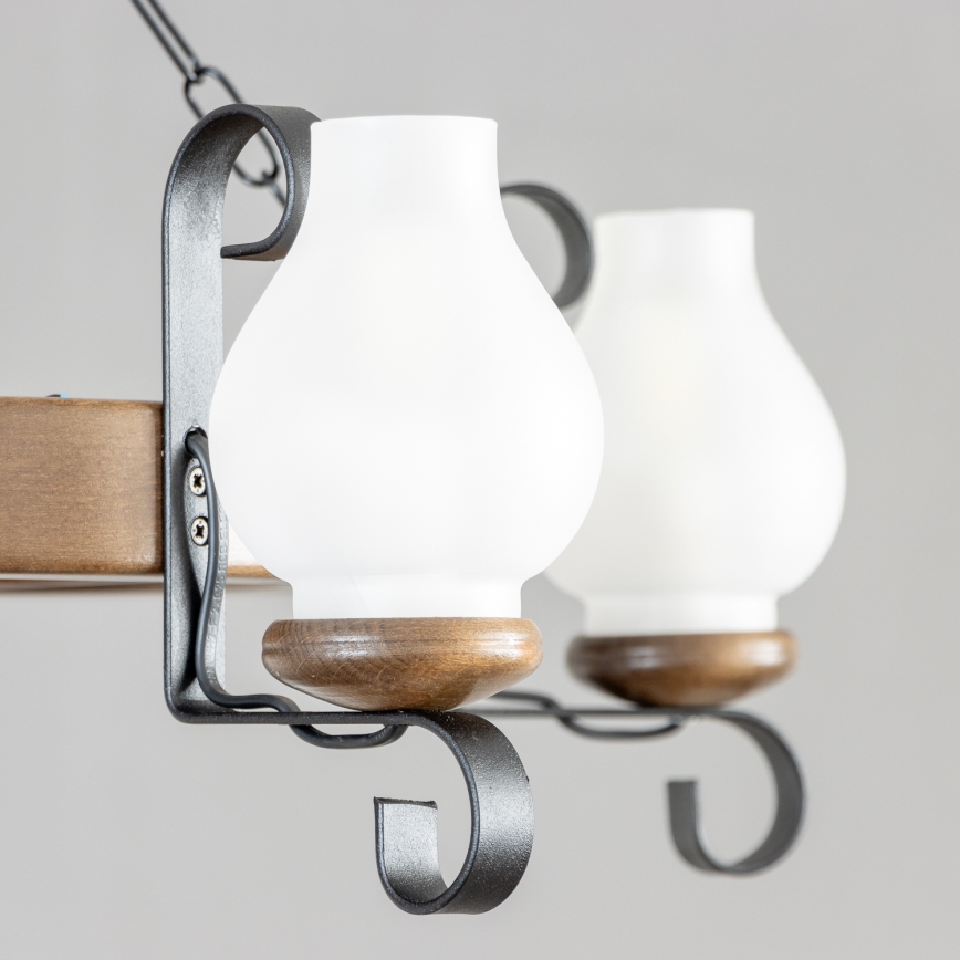 Brilagi - Kedjehängd taklampa ROATA 5xE14/40W/230V Ø 70 cm bok/valnöt