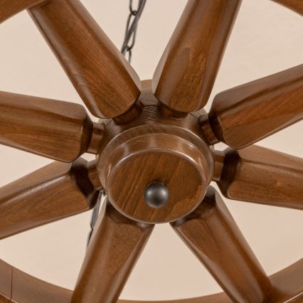 Brilagi - Kedjehängd taklampa ROATA 5xE14/40W/230V Ø 70 cm bok/valnöt