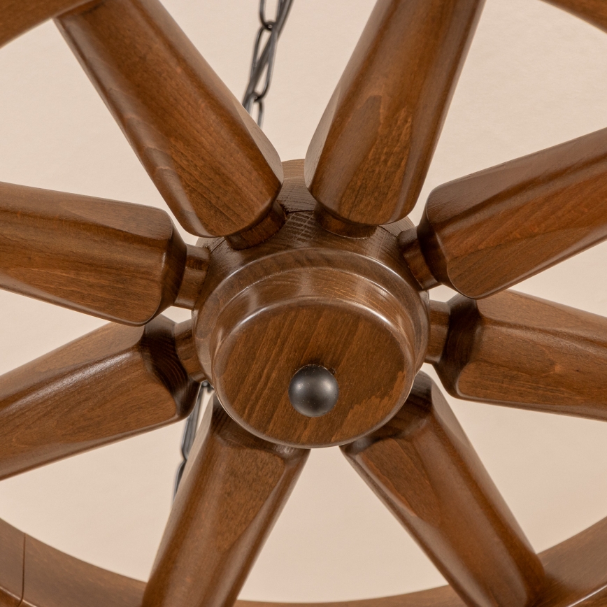 Brilagi - Kedjehängd taklampa ROATA 5xE14/40W/230V Ø 70 cm bok/valnöt