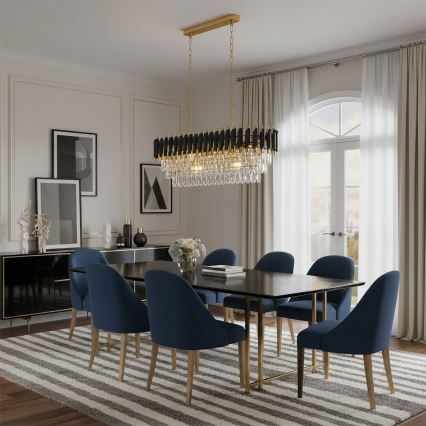 Brilagi - Kedjeupphängd ljuskrona ECLIPSE 10xE14/10W/230V 78x28 cm svart/guld