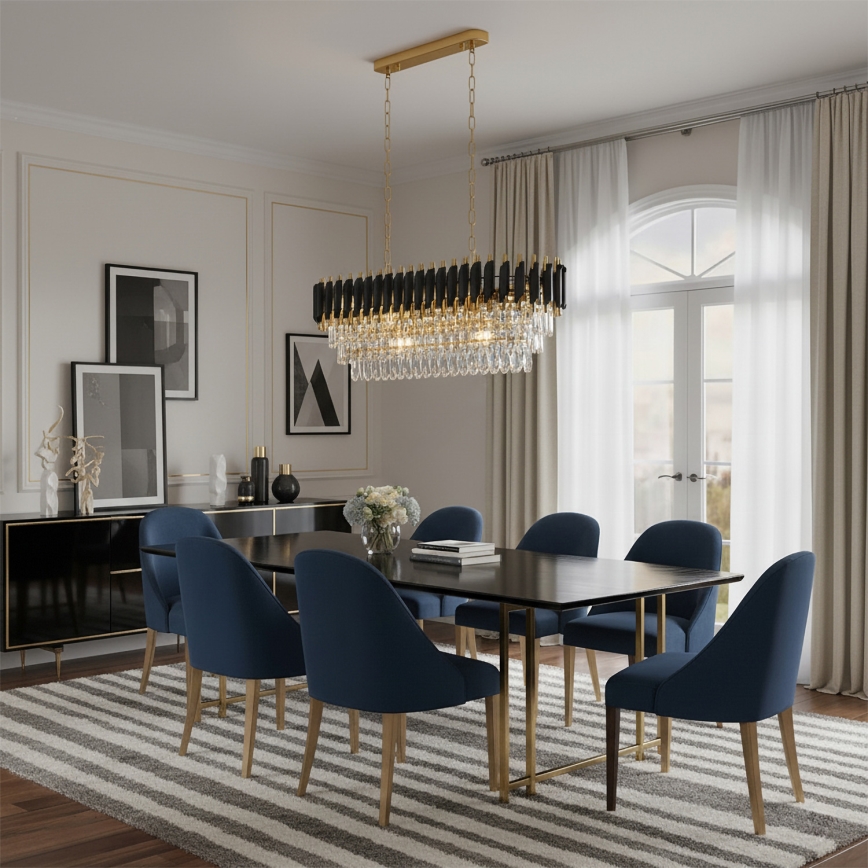 Brilagi - Kedjeupphängd ljuskrona ECLIPSE 10xE14/10W/230V 78x28 cm svart/guld