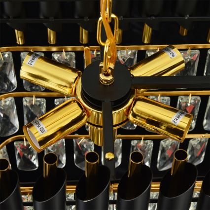 Brilagi - Kedjeupphängd ljuskrona ECLIPSE 10xE14/10W/230V 78x28 cm svart/guld