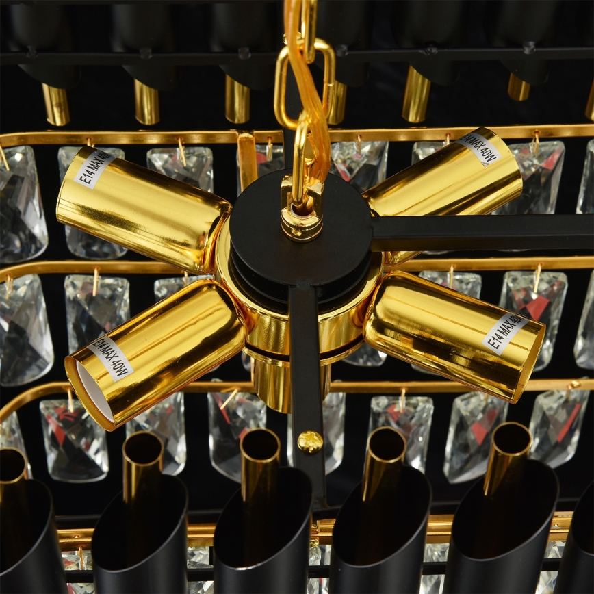 Brilagi - Kedjeupphängd ljuskrona ECLIPSE 10xE14/10W/230V 78x28 cm svart/guld