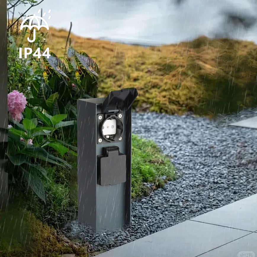 Brilagi - Kolumn med eluttag för utomhusbruk PILLAR 2Z SCHUKO 230V IP44 antracit