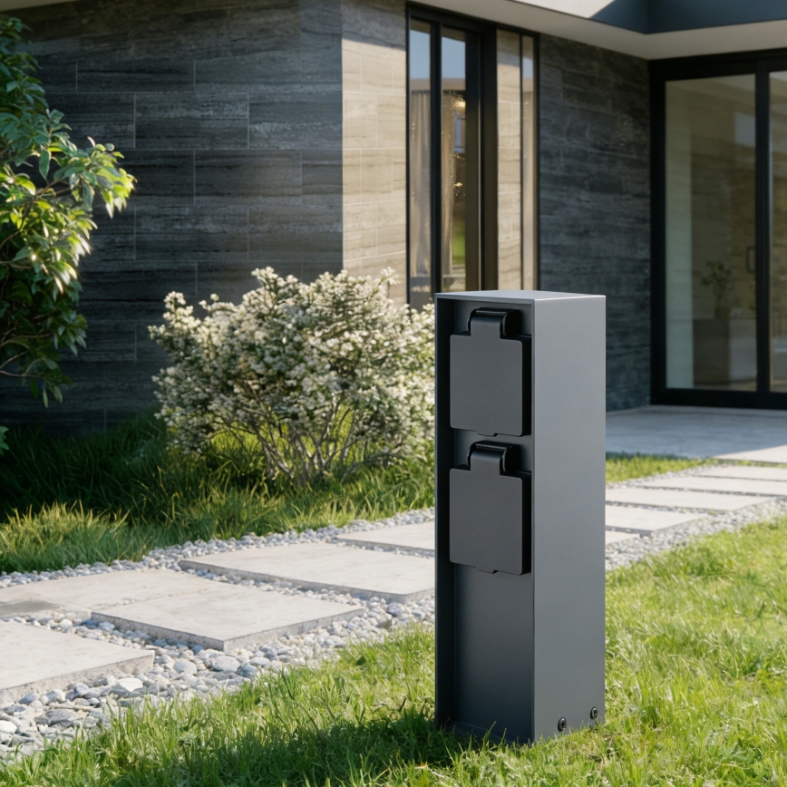 BRILAGI - Kolumn med eluttag för utomhusbruk PILLAR 2Z SCHUKO 230V IP44 antracit