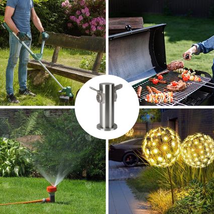 Brilagi - Kolumn med eluttag för utomhusbruk PILLAR 2Z SCHUKO 230V IP44 matt krom