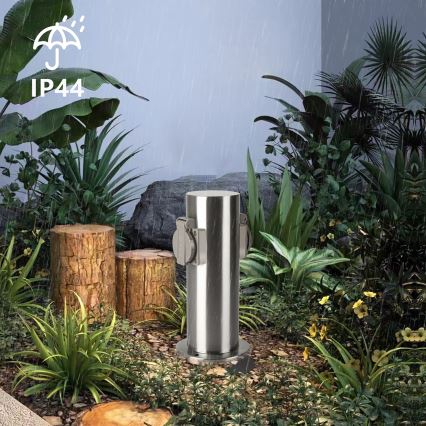Brilagi - Kolumn med eluttag för utomhusbruk PILLAR 2Z SCHUKO 230V IP44 matt krom