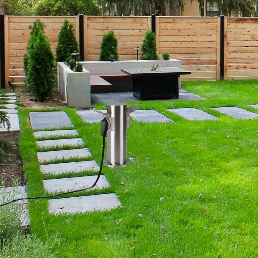 Brilagi - Kolumn med eluttag för utomhusbruk PILLAR 2Z SCHUKO 230V IP44 matt krom