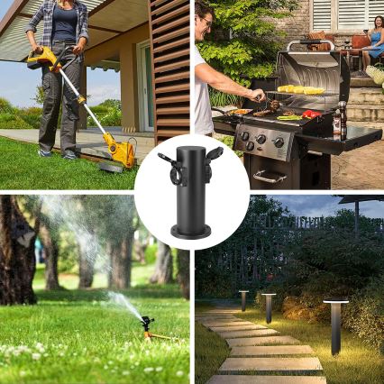 Brilagi - Kolumn med eluttag för utomhusbruk PILLAR 2Z SCHUKO 230V IP44 svart