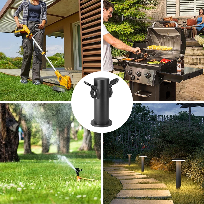 Brilagi - Kolumn med eluttag för utomhusbruk PILLAR 2Z SCHUKO 230V IP44 svart