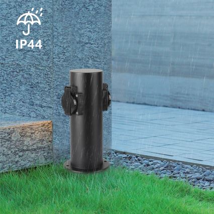Brilagi - Kolumn med eluttag för utomhusbruk PILLAR 2Z SCHUKO 230V IP44 svart