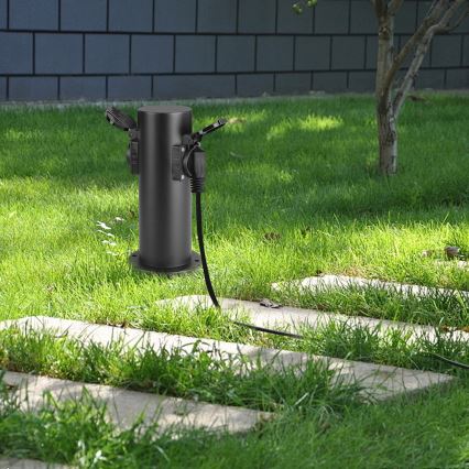Brilagi - Kolumn med eluttag för utomhusbruk PILLAR 2Z SCHUKO 230V IP44 svart