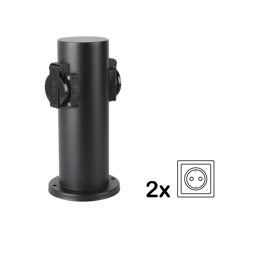 Brilagi - Kolumn med eluttag för utomhusbruk PILLAR 2Z SCHUKO 230V IP44 svart