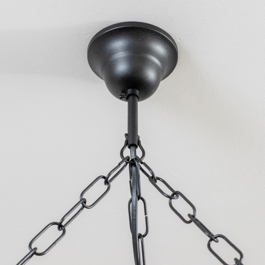 Brilagi - Kronlampa med kedja ROATA 6xE14/40W/230V Ø 70 cm bok/valnöt