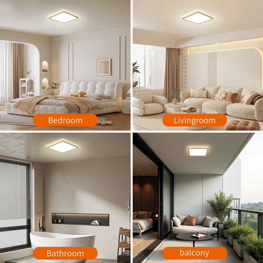 Brilagi - LED-badrumstaklampa ULTRA SLIM LED/18W/230V 30x30 cm guldig IP54