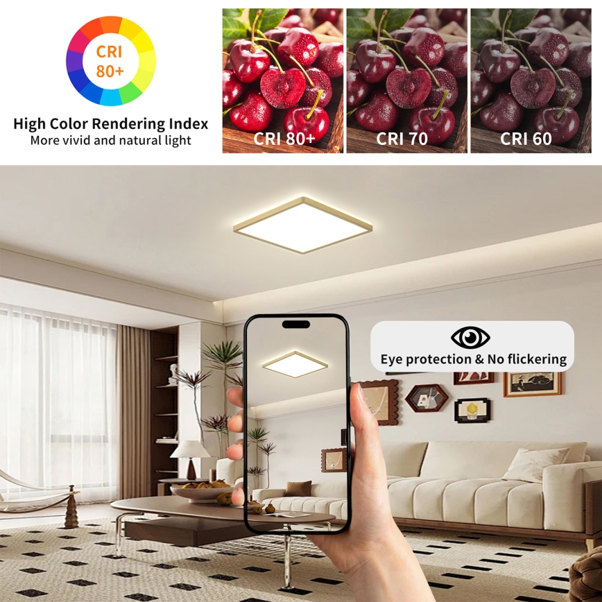 Brilagi - LED-badrumsarmatur ULTRA SLIM LED/24W/230V 42x42 cm guldfärgad IP54