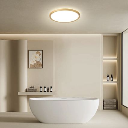 Brilagi - LED Badrumstaklampa ULTRA SLIM LED/24W/230V Ø 42 cm guldfärgad IP54