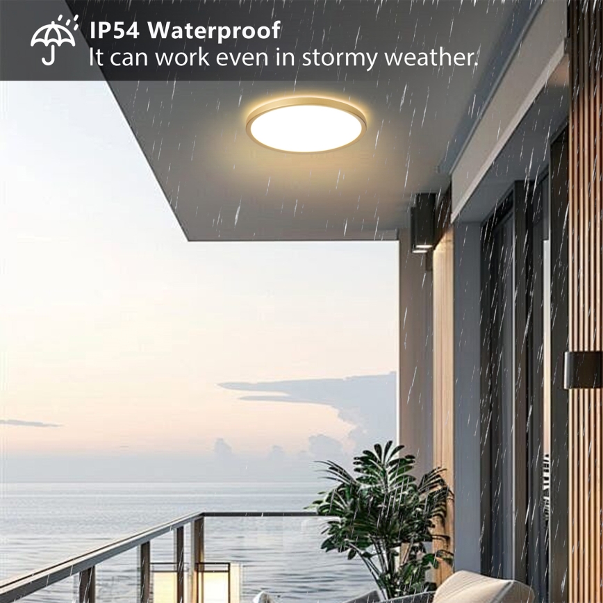 Brilagi - LED Badrumstaklampa ULTRA SLIM LED/24W/230V Ø 42 cm guldfärgad IP54