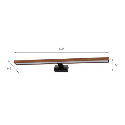 Brilagi - LED Badrumsbelysning för spegeln WOODY MIRROR 3-i-1 LED/15W/230V 80 cm IP44 svart/körsbärsek