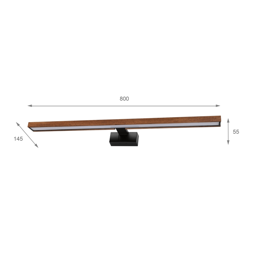 Brilagi - LED Badrumsbelysning för spegeln WOODY MIRROR 3-i-1 LED/15W/230V 80 cm IP44 svart/körsbärsek