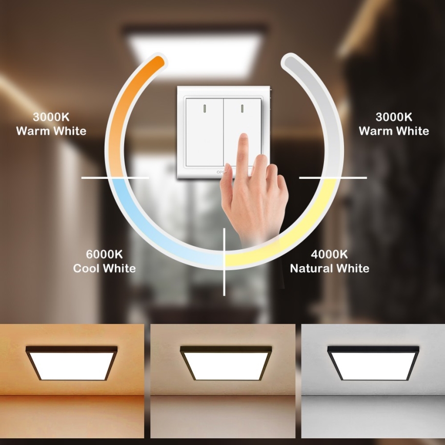 Brilagi - LED taklampa för badrum FRAME LED/50W/230V 60x60 cm 3000/4000/6000K IP44 svart