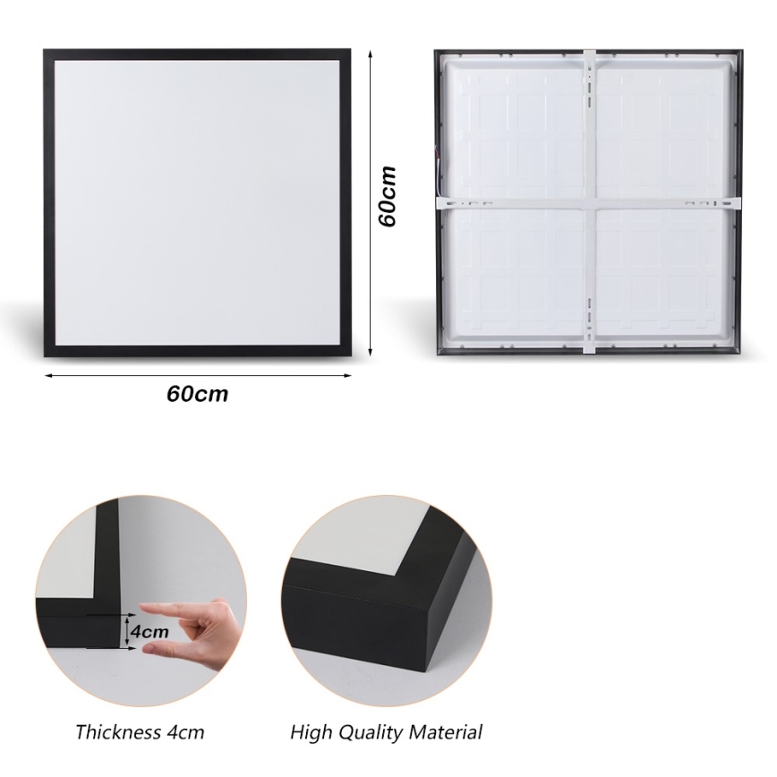 Brilagi - LED taklampa för badrum FRAME LED/50W/230V 60x60 cm 3000/4000/6000K IP44 svart