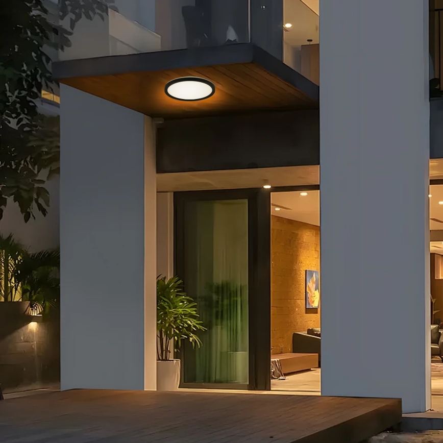 Brilagi - LED taklampa för badrum ULTRA SLIM LED/12W/230V diameter 22,5 cm svart IP54