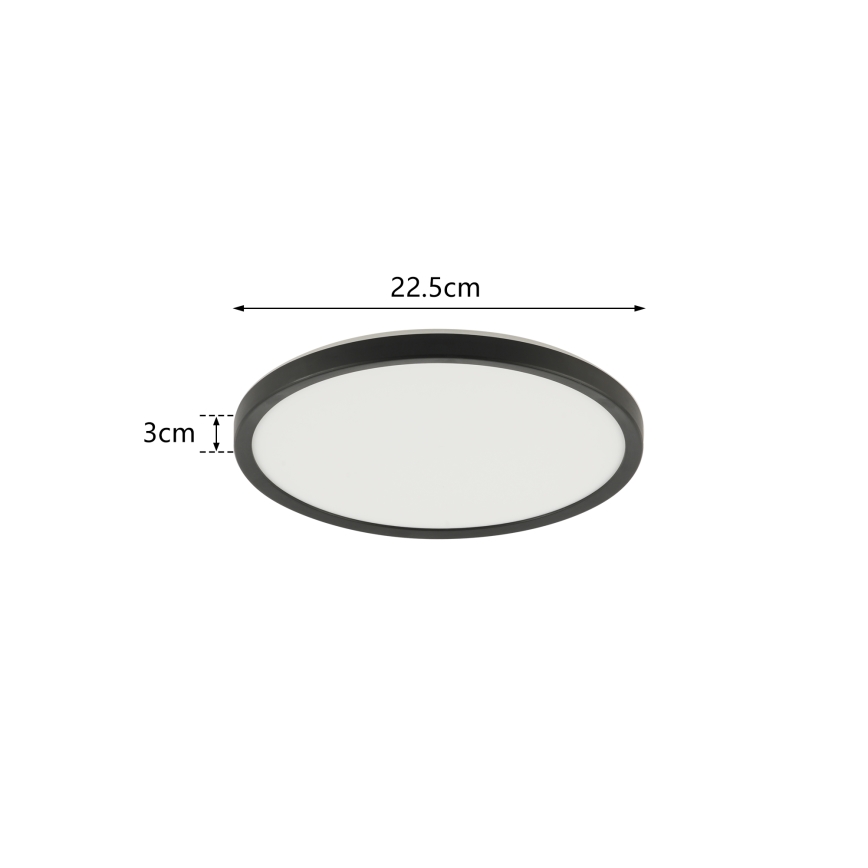 Brilagi - LED taklampa för badrum ULTRA SLIM LED/12W/230V diameter 22,5 cm svart IP54