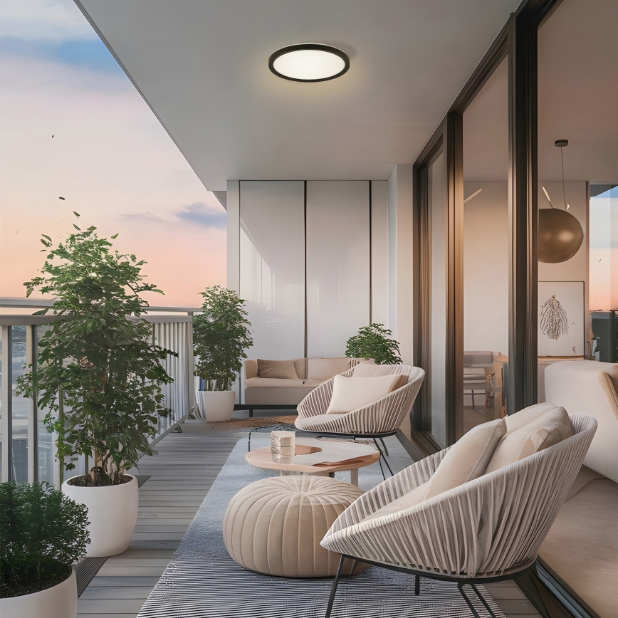 Brilagi - LED taklampa för badrum ULTRA SLIM LED/18W/230V diameter 30 cm svart IP54