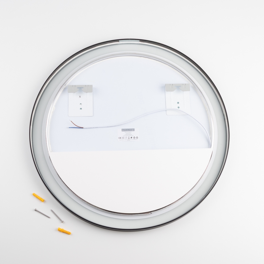 Brilagi - LED-badrumsspegel ASTI LED/19W/230V Ø 60 cm svart IP44 CRI 90 dimbar + CCT