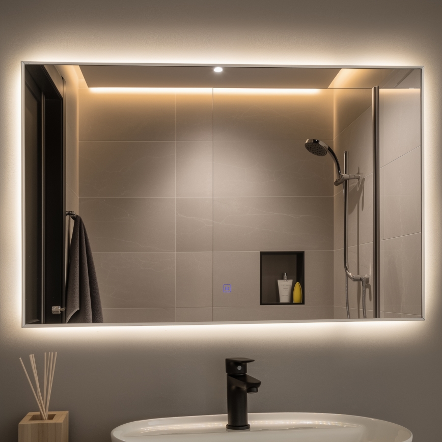 Brilagi - LED-badrumsspegel DESIO LED/30W/230V 60x90 cm, silverfärgad, IP44, CRI 90, dimbar + CCT