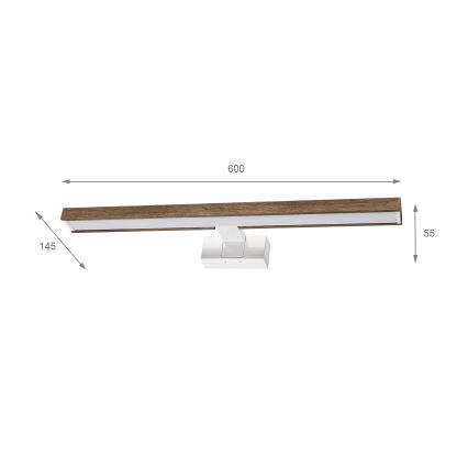 BRILAGI - LED-belysning för badrumsspegel 3v1 WOODY MIRROR 3v1 LED/12W/230V 60 cm IP44 vit/ek/valnöt