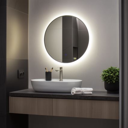 BRILAGI - LED-badrumsspegel VENA BLACK LED/19W/230V Ø 60 cm IP44 CRI 90 dimbar + CCT