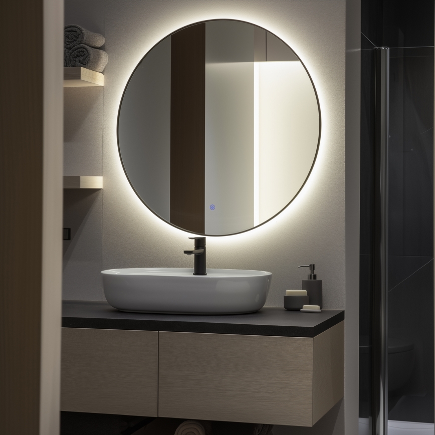 Brilagi - LED badrumsspegel VENA BLACK LED/26W/230V Ø 80 cm IP44 CRI 90 dimbar + CCT