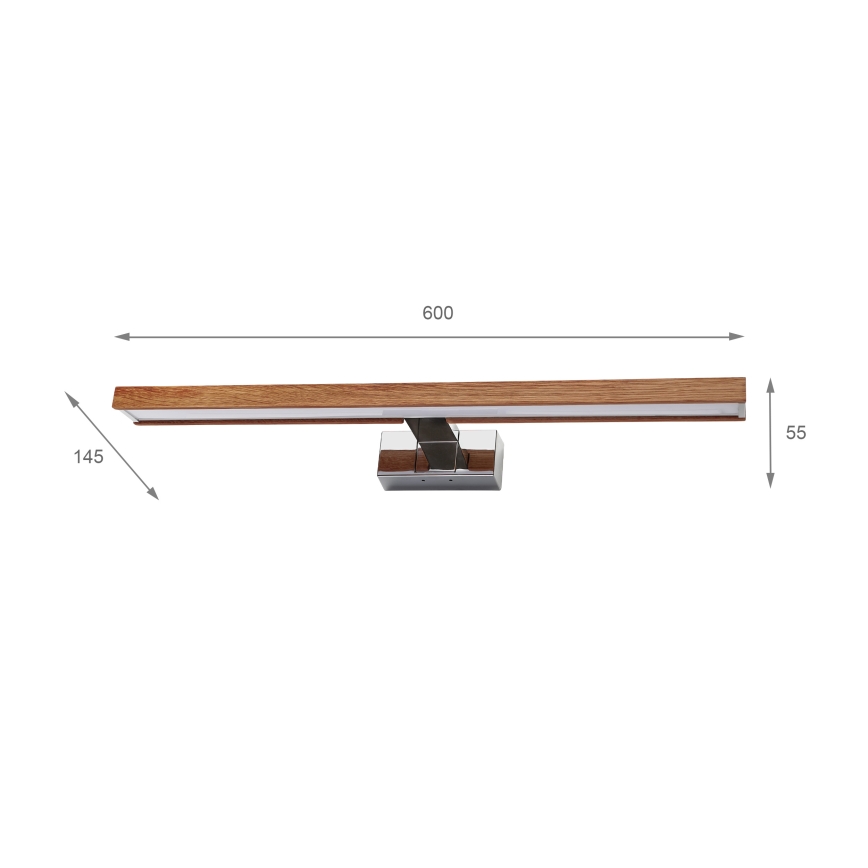 BRILAGI - LED-belysning till badrumsspegel 3-i-1 WOODY MIRROR LED/12W/230V 60 cm IP44 blank krom/körsbärsek