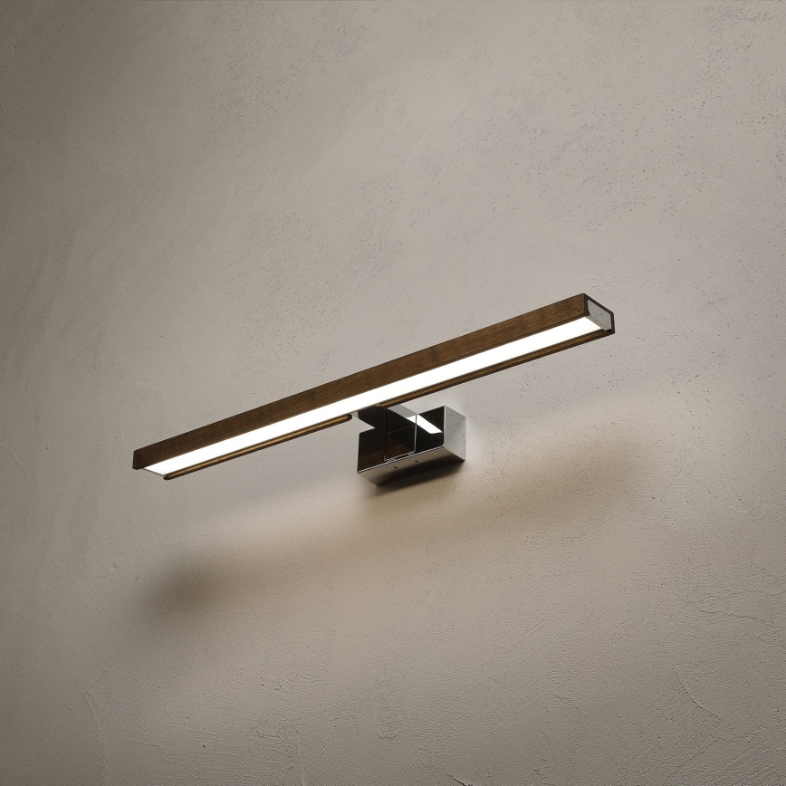 BRILAGI - LED-belysning för badrumsspegel 3-i-1 WOODY MIRROR LED/12W/230V 60 cm IP44 blank krom/ek valnöt