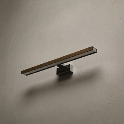 BRILAGI - LED-belysning för badrumsspegel 3-i-1 WOODY MIRROR LED/12W/230V 60 cm IP44 blank krom/ek valnöt